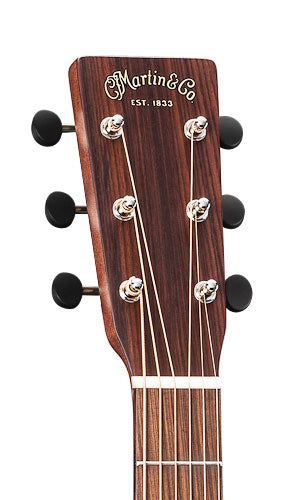 Martin 00-15M headstock with script Martin logo and open gear tuners
