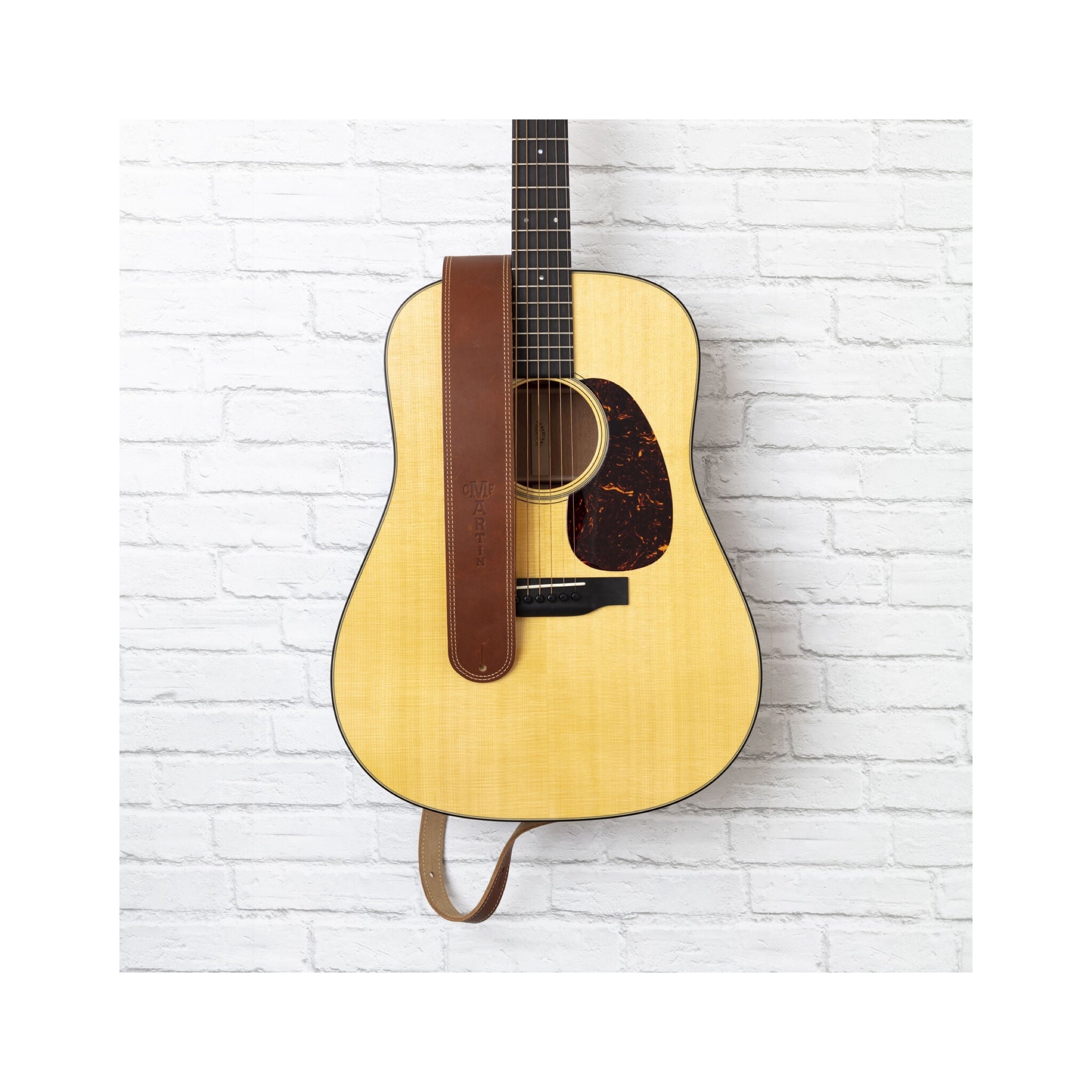 Martin Ball Glove Leather Guitar Strap - Brown - in use