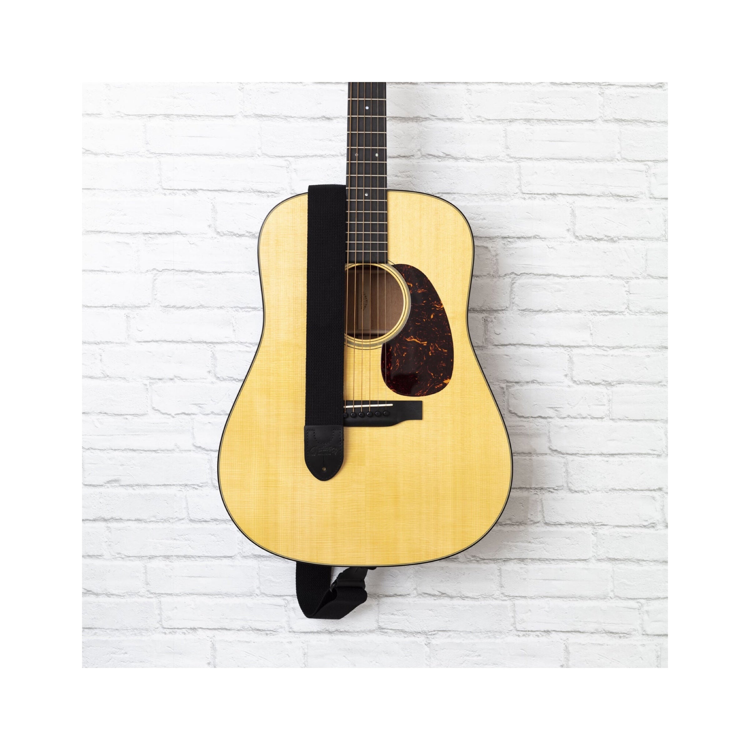 Martin Cotton Weave Pickholder Guitar Strap - Black - in use