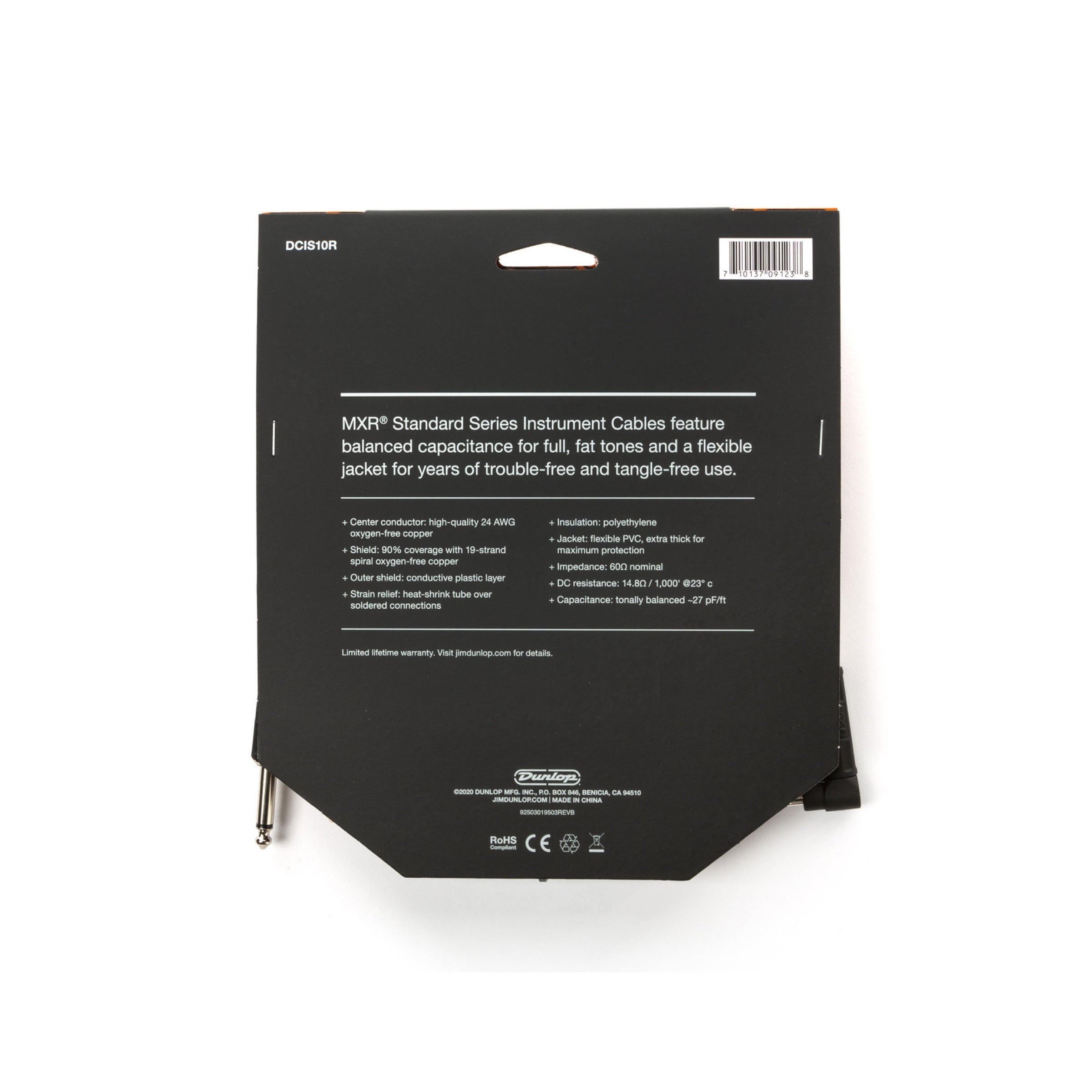 MXR DCIS10R - Standard Instrument Cable, 10 ft Right Angle - back