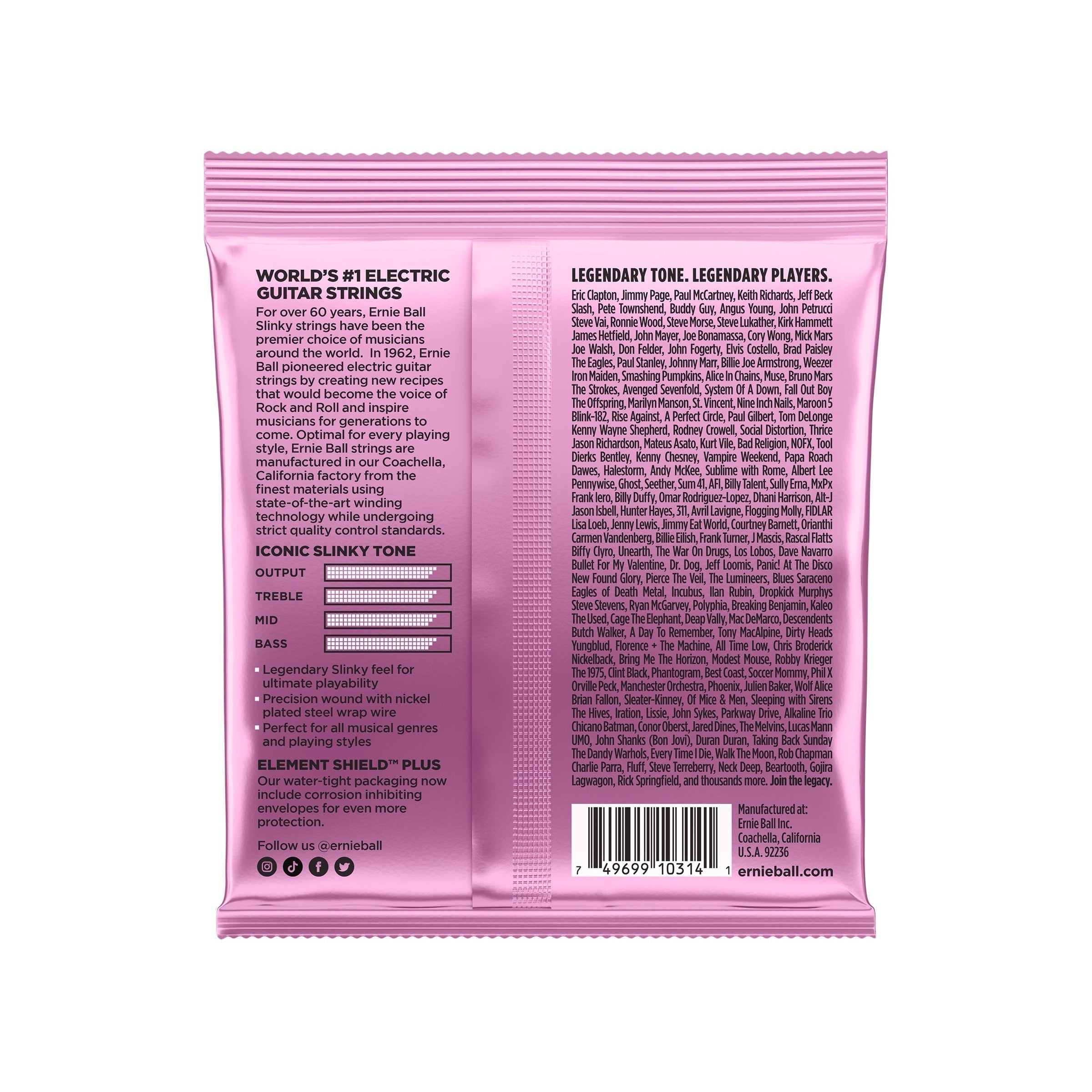 Ernie Ball P02213 - Mega Slinky Nickel Wound Electric Guitar Strings (10.5-48) - back of package
