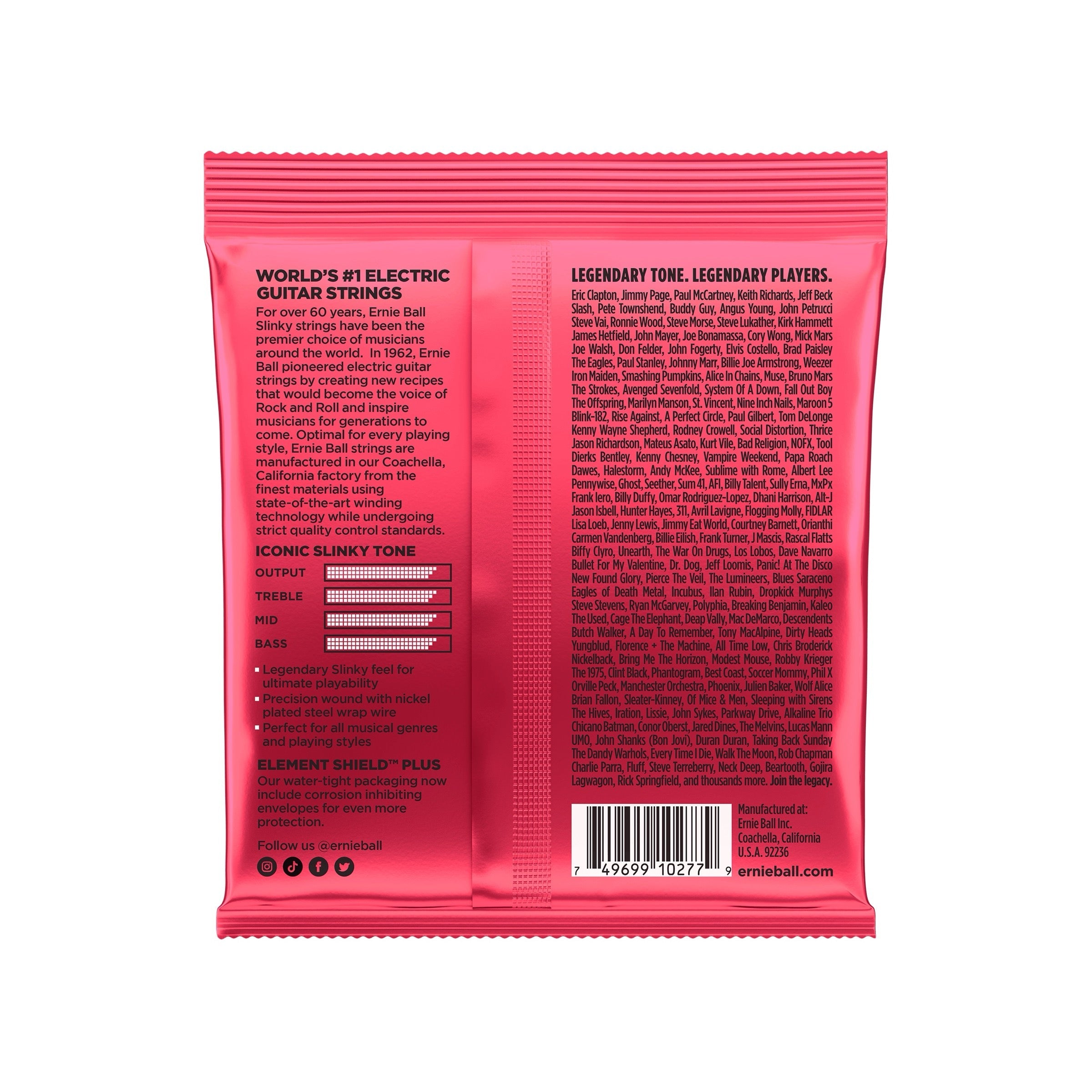 Ernie Ball P02226 - Burly Slinky Nickel Wound Electric Guitar Strings (11-52) - back of package