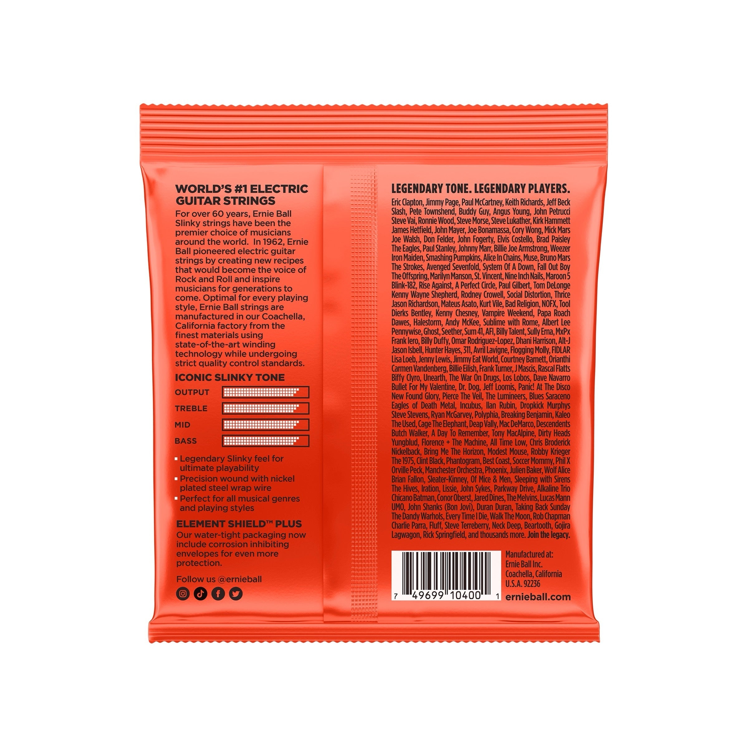 Ernie Ball P02615 - Skinny Top Heavy Bottom Slinky Nickel Wound 7-String Electric Guitar Strings (10-62) - back of package