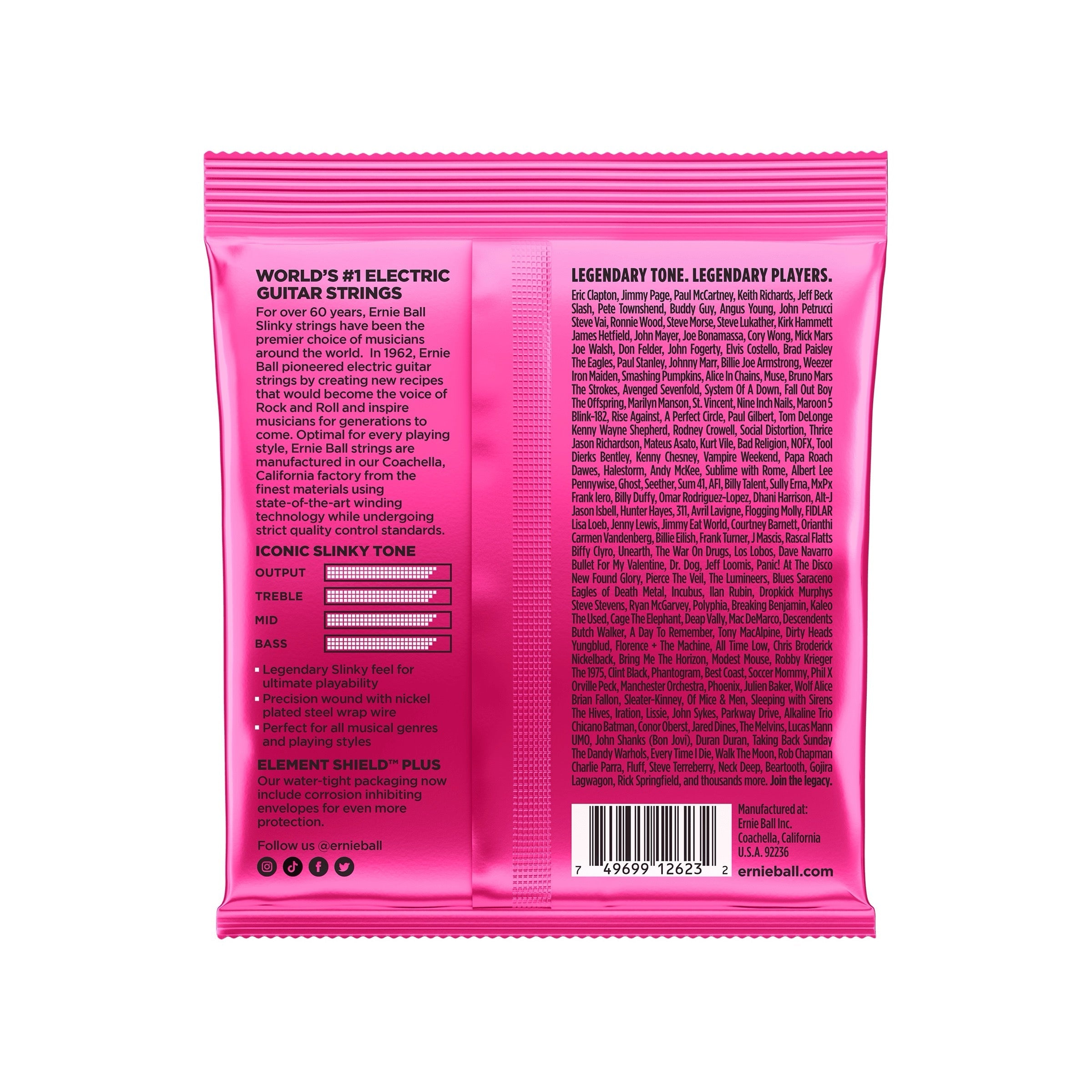 Ernie Ball P02623 - Super Slinky Nickel Wound 7-String Electric Guitar Strings (9-52) - back of package