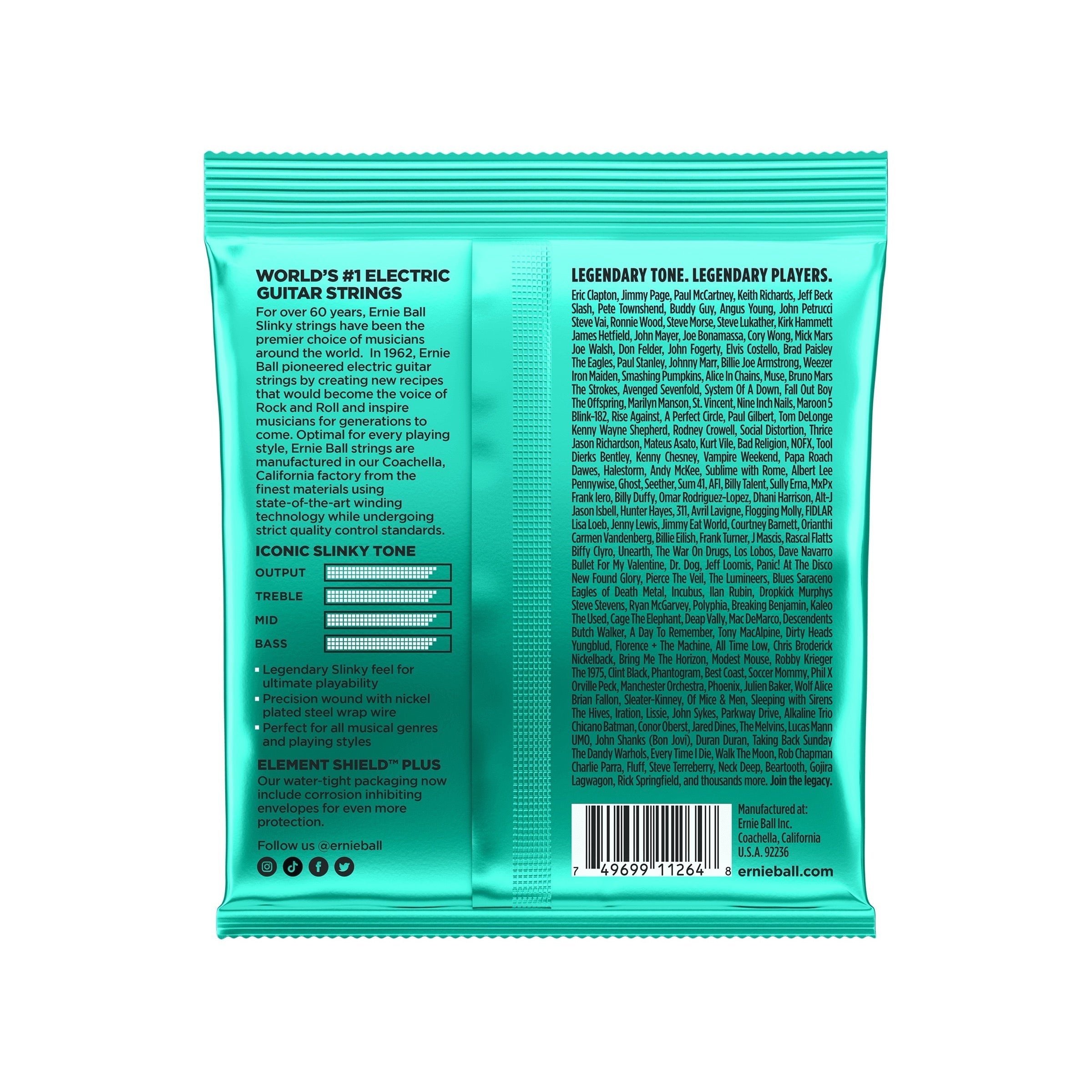 Ernie Ball P02626 - Not Even Slinky Nickel Wound Electric Guitar Strings (12-56) - back of package