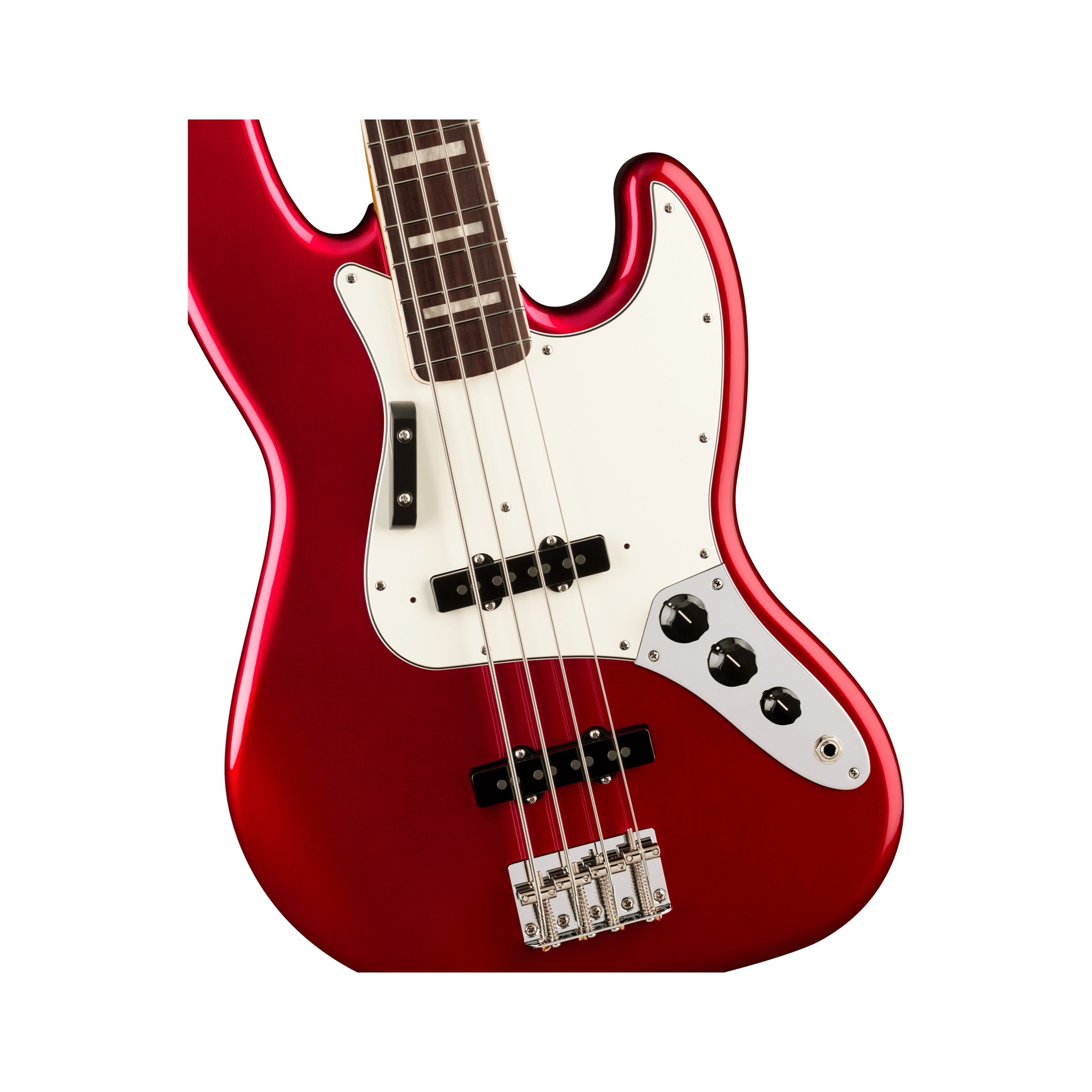 Fender Vintera III Early '70s Jazz Bass - Candy Apple Red - body close-up