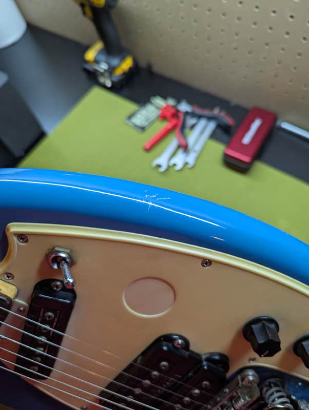 1968 Yamaha SG-3C - upper bout scratch close-up - Pauls Guitar Hideout