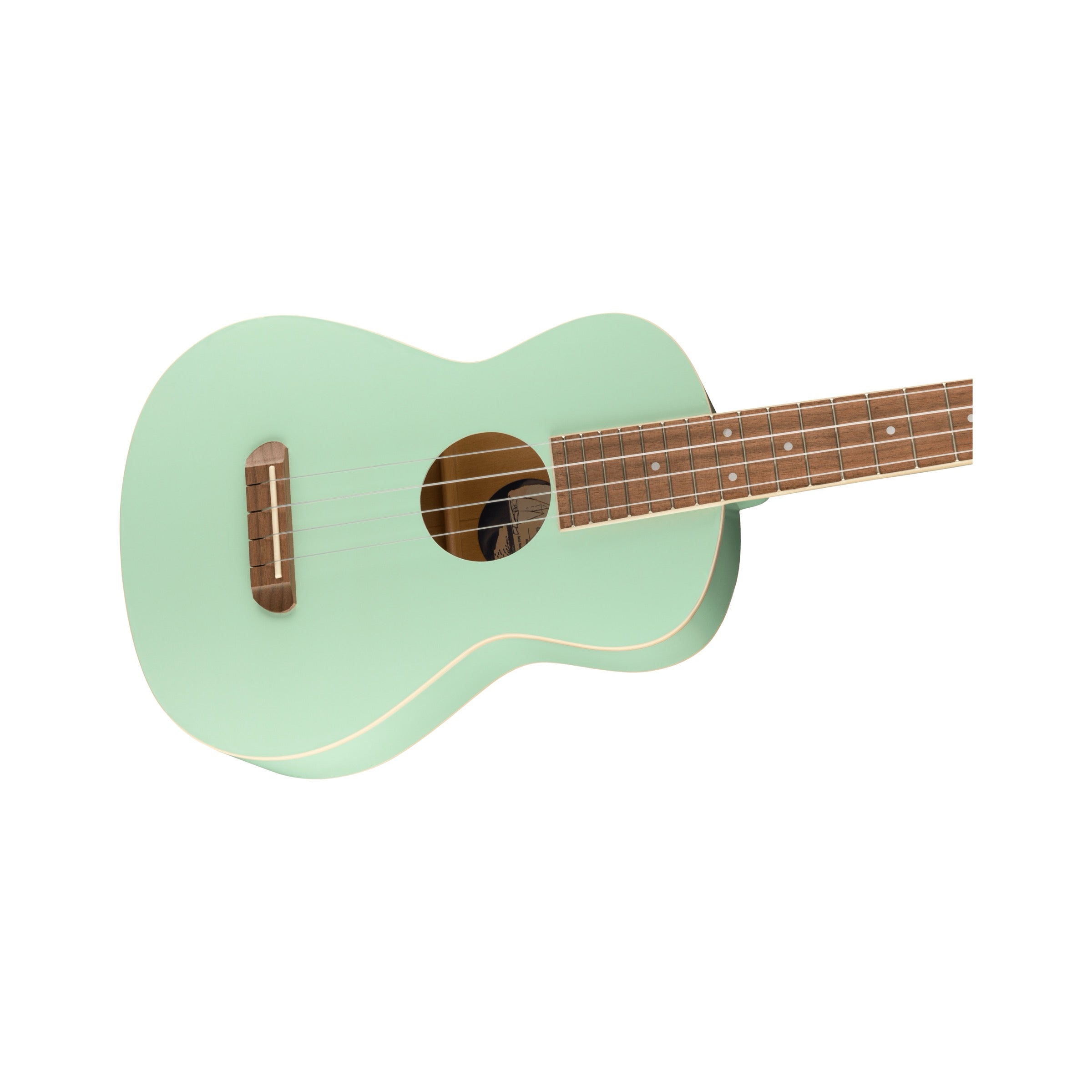 Fender Avalon Tenor Ukulele - Surf Green - body angle