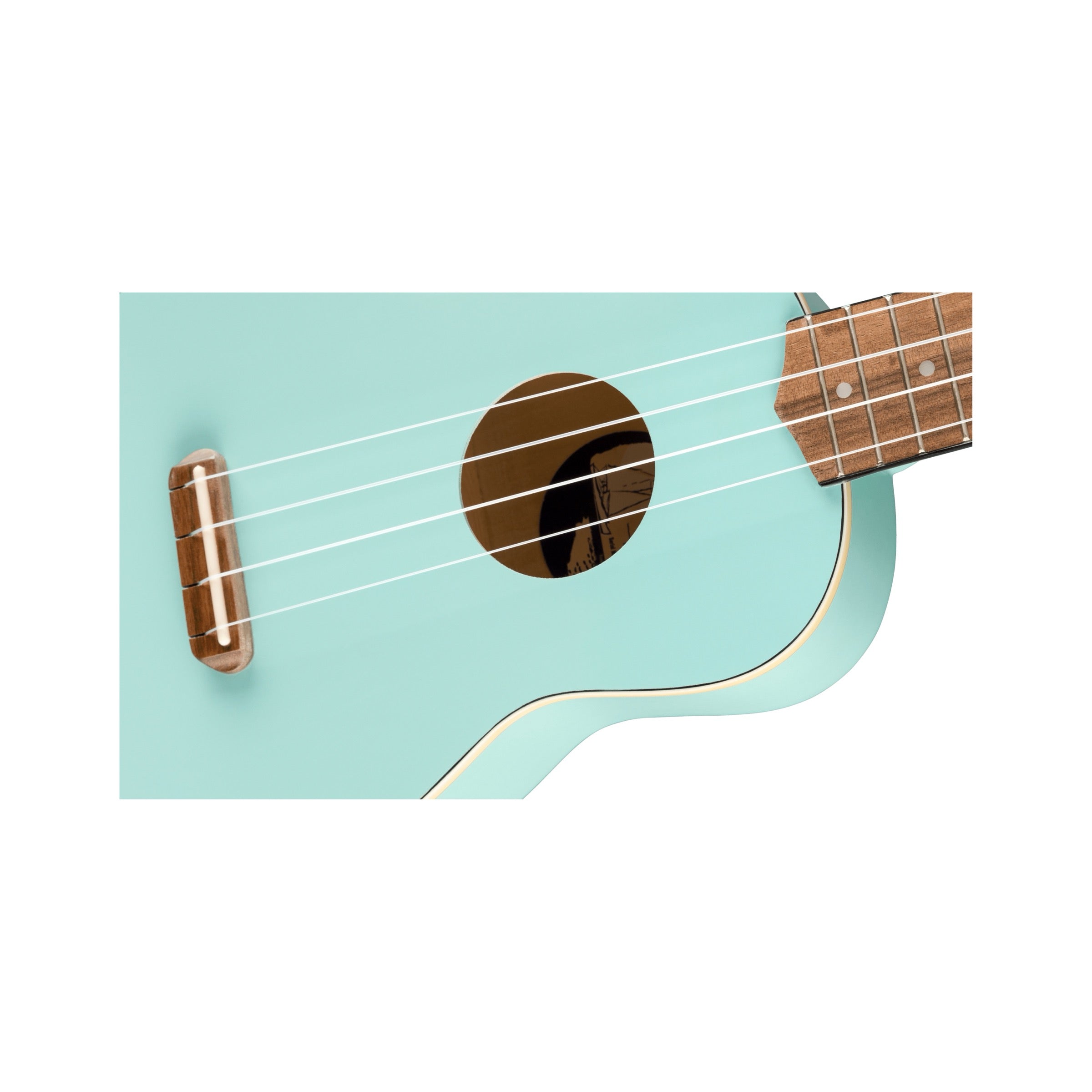 Fender Venice Soprano Ukulele - Daphne Blue - body close-up