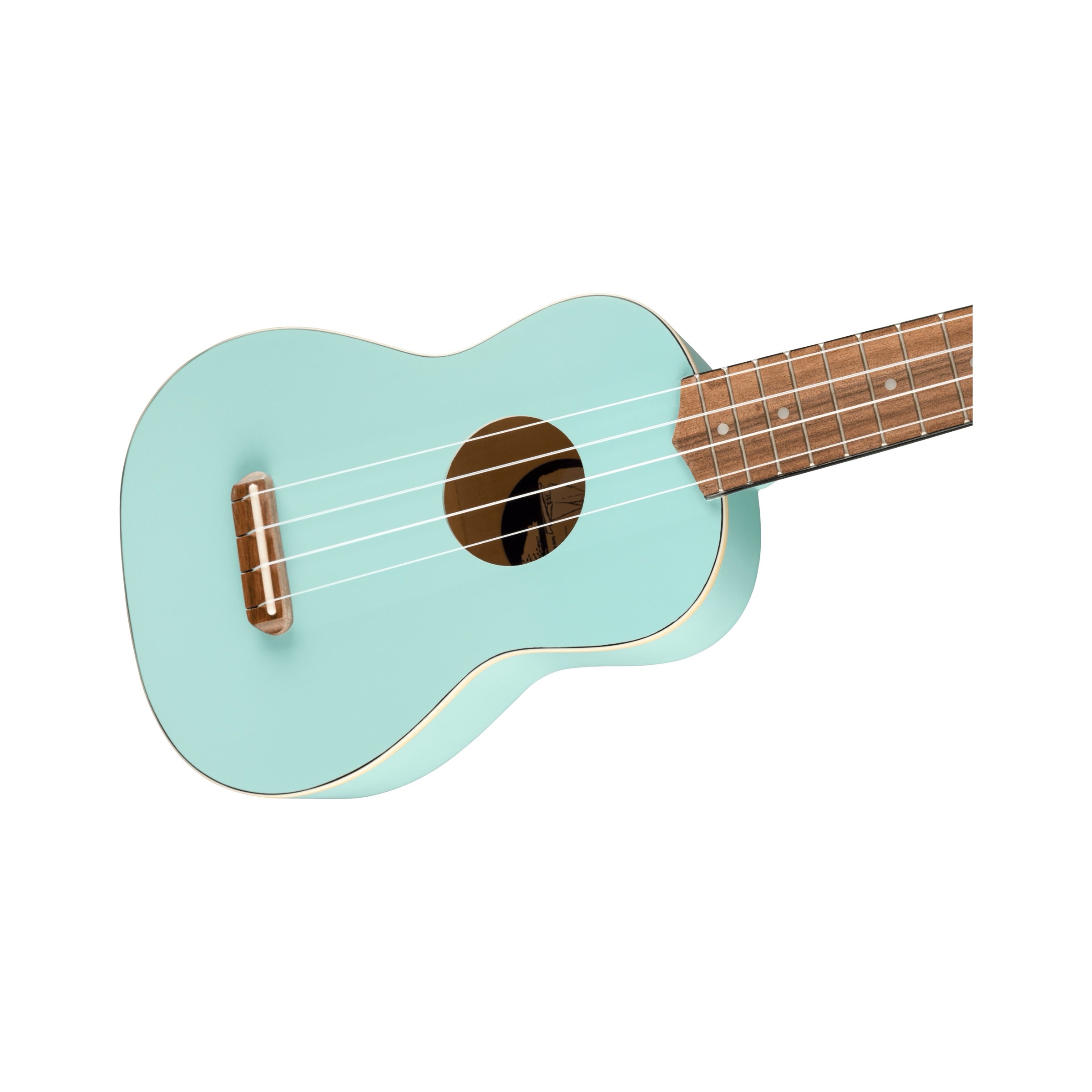 Fender Venice Soprano Ukulele - Daphne Blue - body angle