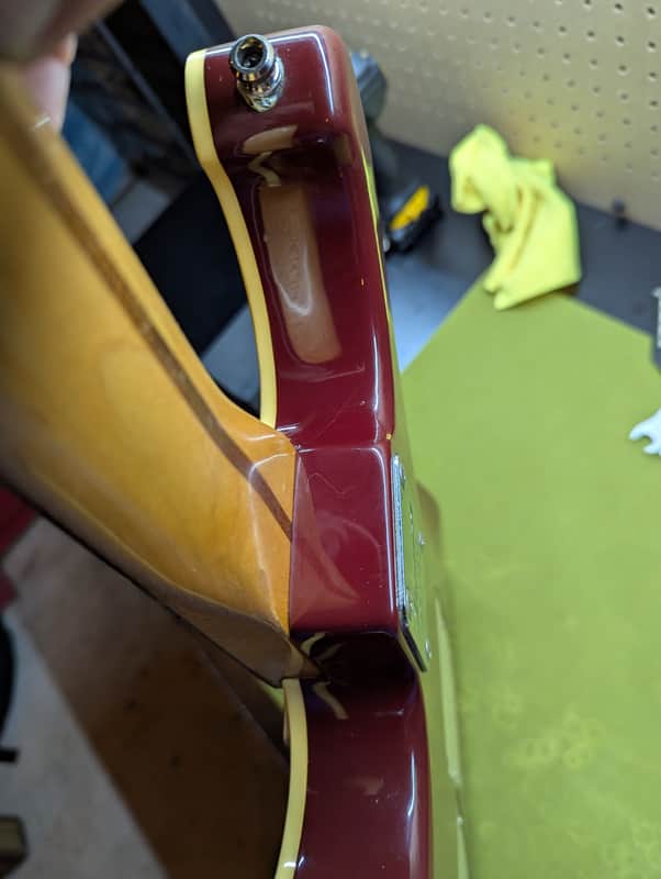 1983-1984 Ibanez RS505-CS Roadstar II Deluxe - neck heel joint close-up - Pauls Guitar Hideout
