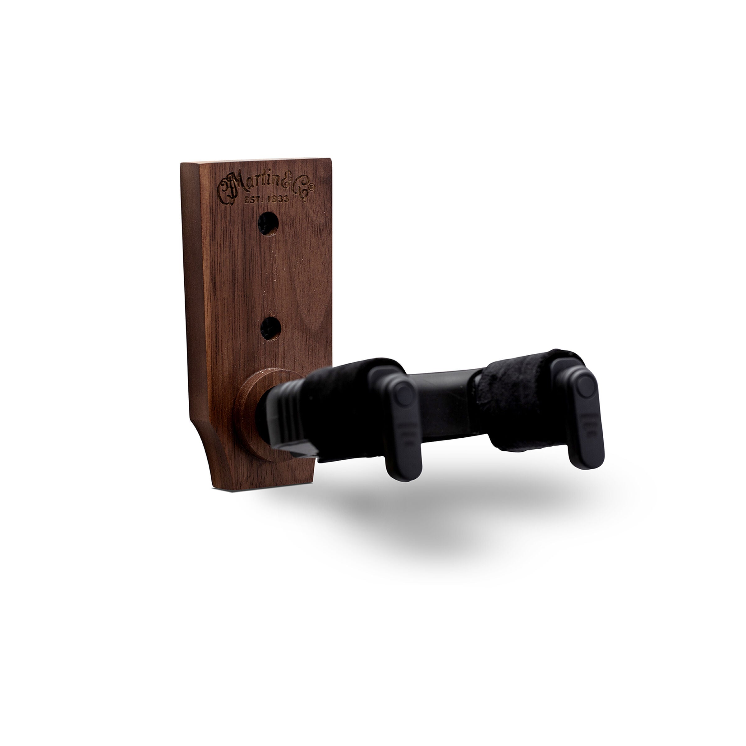 Martin auto-locking guitar wall hanger with solid wood mount