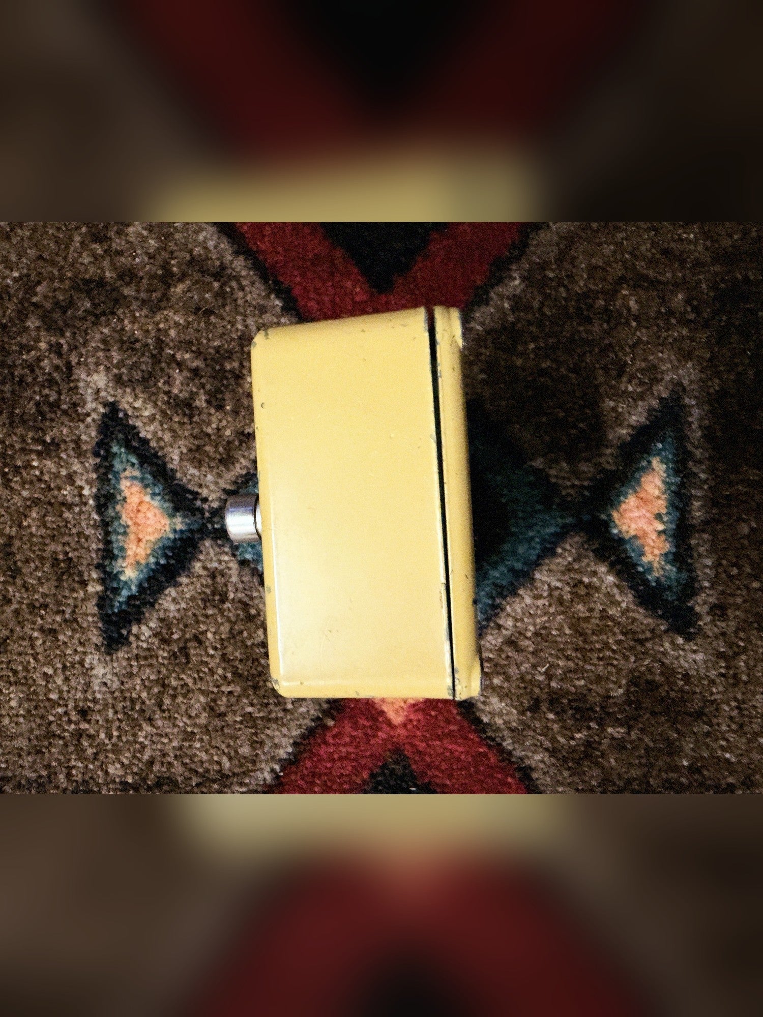 MXR Distortion+, yellow: footswitch end of the enclosure, no power jack