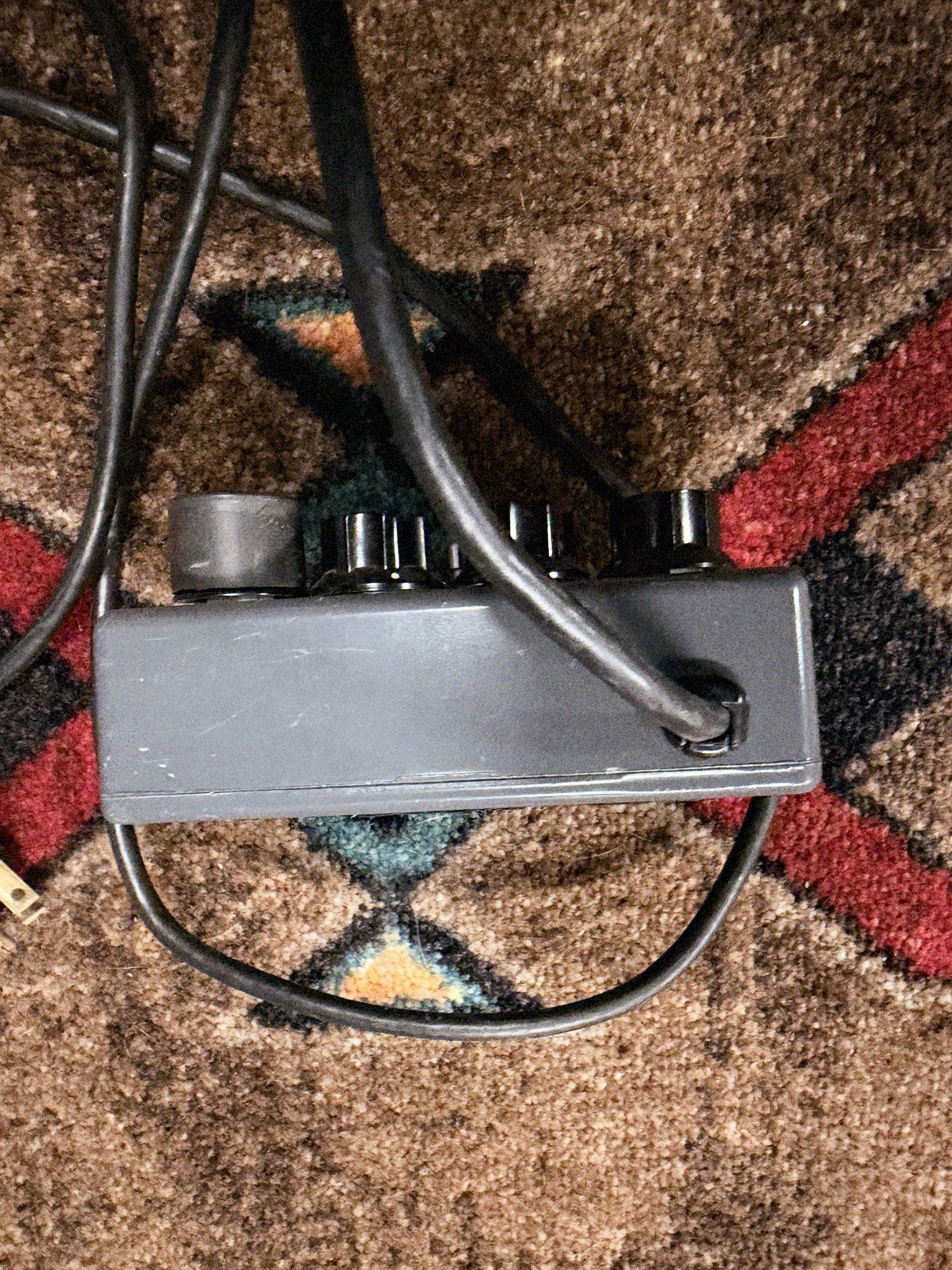 1976-1984 MXR MX-117 Flanger, gray: back of the enclosure, where the power cord comes out through a grommet
