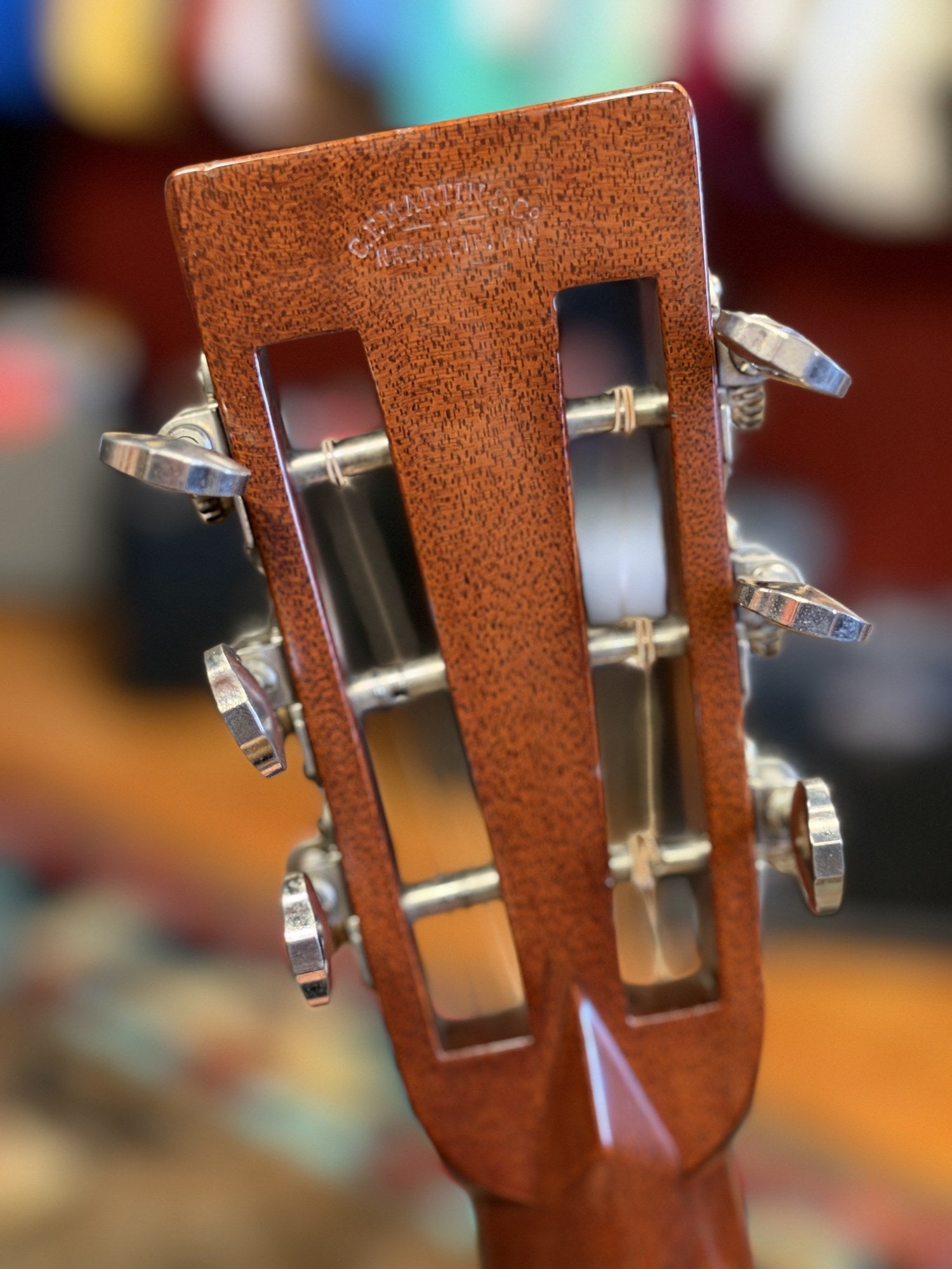 Martin 000C-28SMH Merle Haggard Blue Yodel No. 13, 2001: back of the headstock and volute, tuner gears