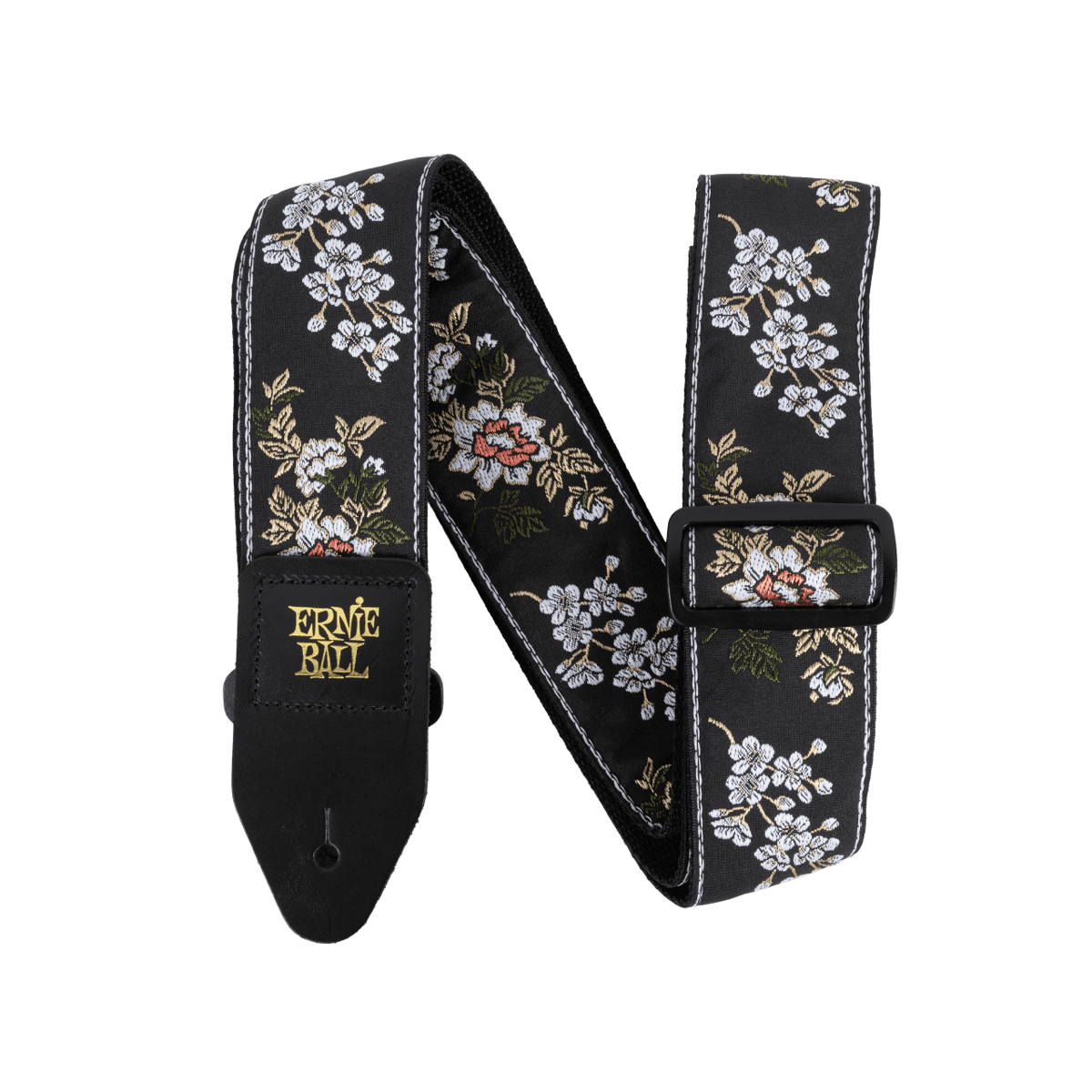 Ernie Ball Classic Jacquard guitar strap, White Blossom woven pattern