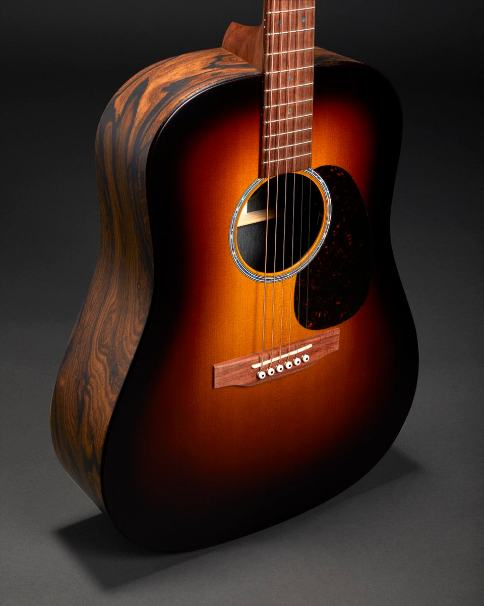 Martin D-X2E Ziricote Burst acoustic-electric, detail view