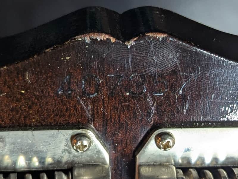 1967 Gibson EB-2 - headstock serial number close-up - Pauls Guitar Hideout