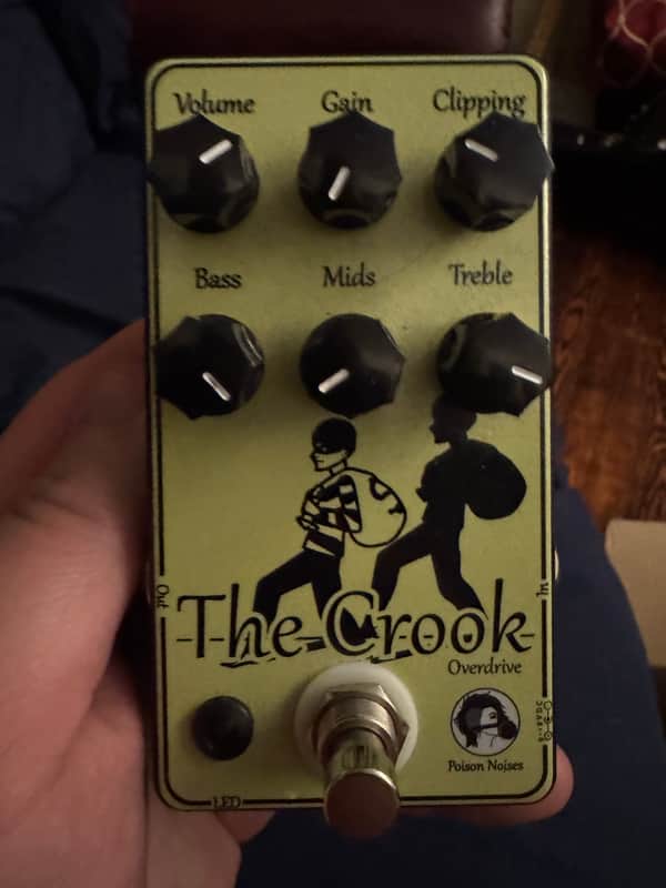 Poison Noises The Crook V5 - top view with knobs and artwork - Pauls Guitar Hideout