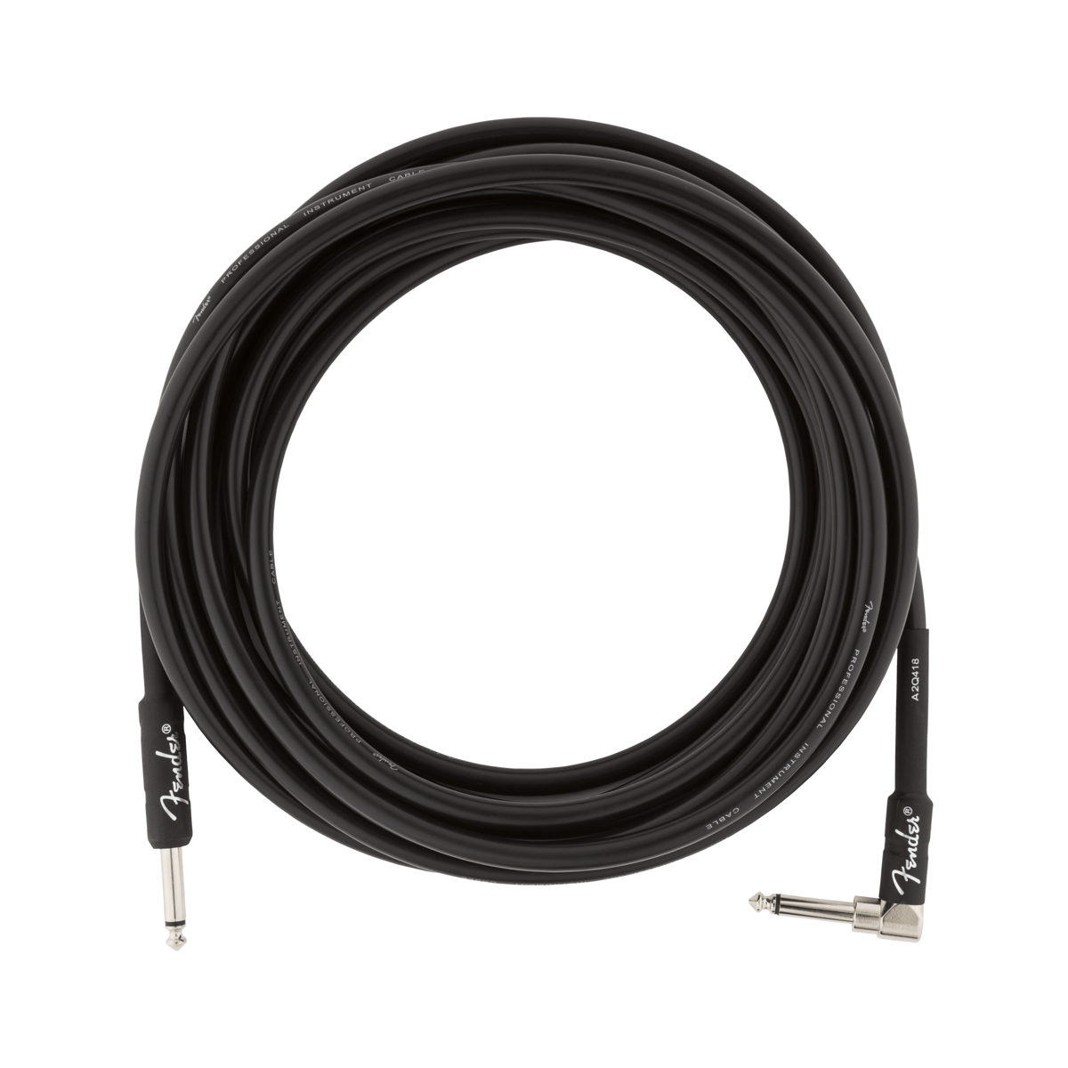 Fender Professional Series instrument cable in black, straight to angle ends