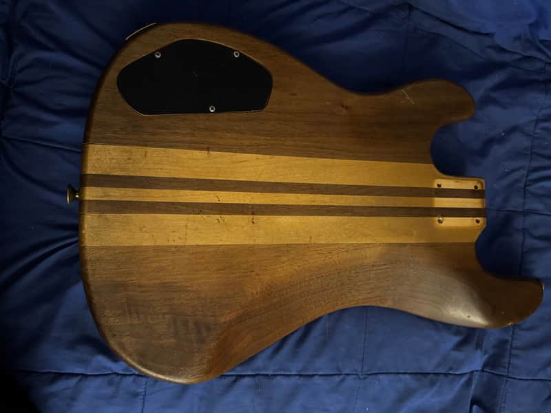 75-80 Kharma P Bass Walnut - body back with control cavity - Pauls Guitar Hideout