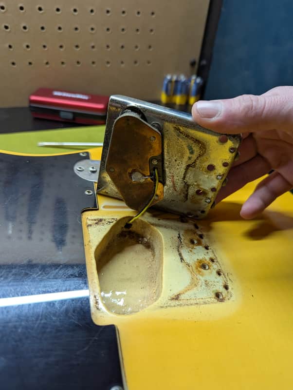 1975 Fender Telecaster - bridge pickup cavity underside - Pauls Guitar Hideout