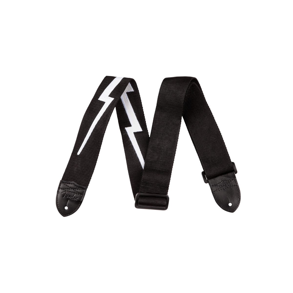 Fender nylon lightning bolt guitar strap in black and white