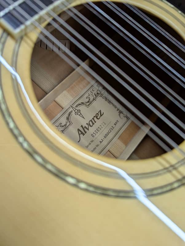 Alvarez AJ-60SC/12 - soundhole label with serial number - Pauls Guitar Hideout