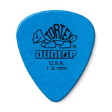 Dunlop 418P1.0 Tortex Standard picks in blue, 1.0mm, shown as a 12-pack