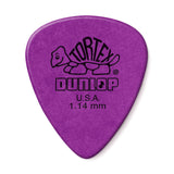 Dunlop 418P1.14 Tortex Standard picks in purple, 1.14mm, shown as a 12-pack