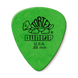 Dunlop 418P.88 Tortex Standard picks in green, .88mm, shown as a 12-pack