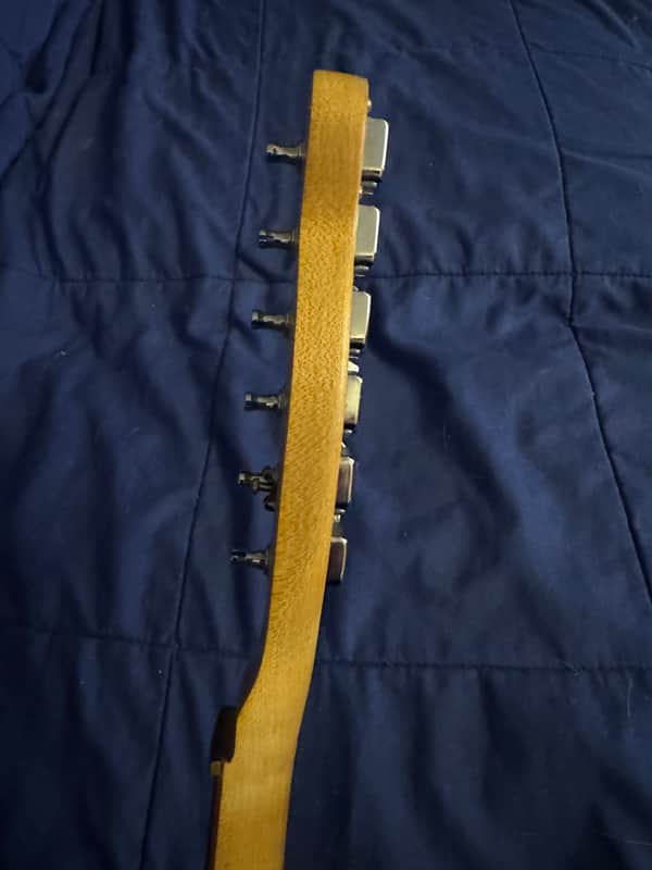 1972 Fender Mustang Neck Rosewood - headstock side profile with tuners - Pauls Guitar Hideout