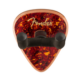 Fender 351 pick-shaped guitar wall hanger in tortoiseshell on mahogany