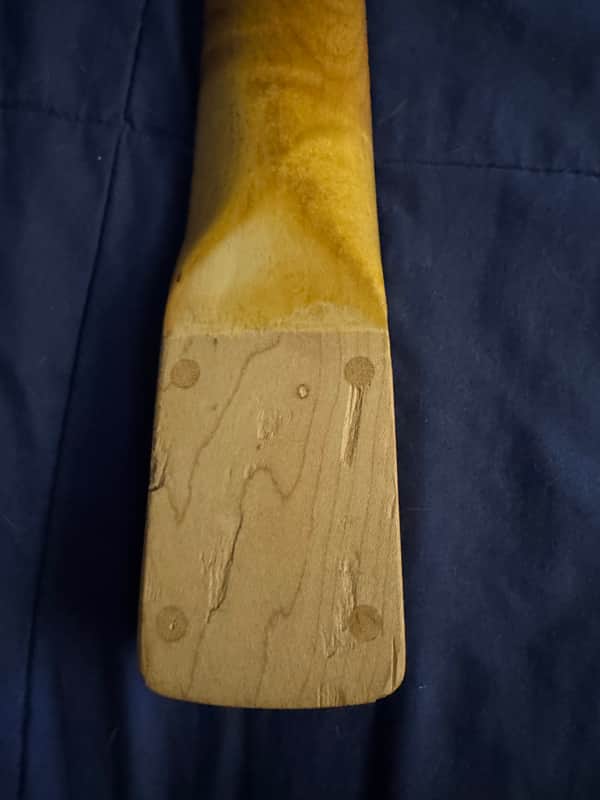 1972 Fender Mustang Neck Rosewood - neck heel with bolt holes - Pauls Guitar Hideout