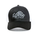 Dunlop Tortex trucker hat with mesh back and Tortex turtle logo on the front panel