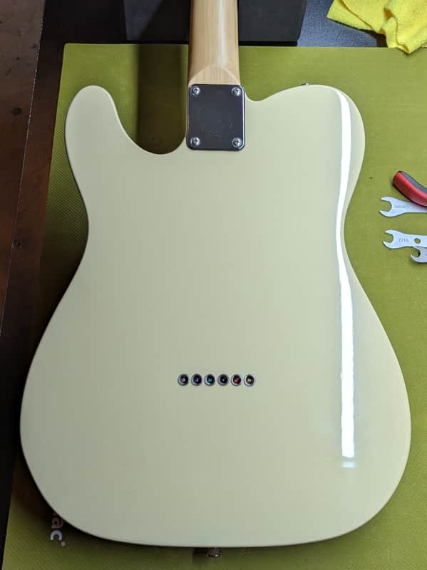 WD Partscaster Telecaster - body back close-up with neck pocket - Pauls Guitar Hideout