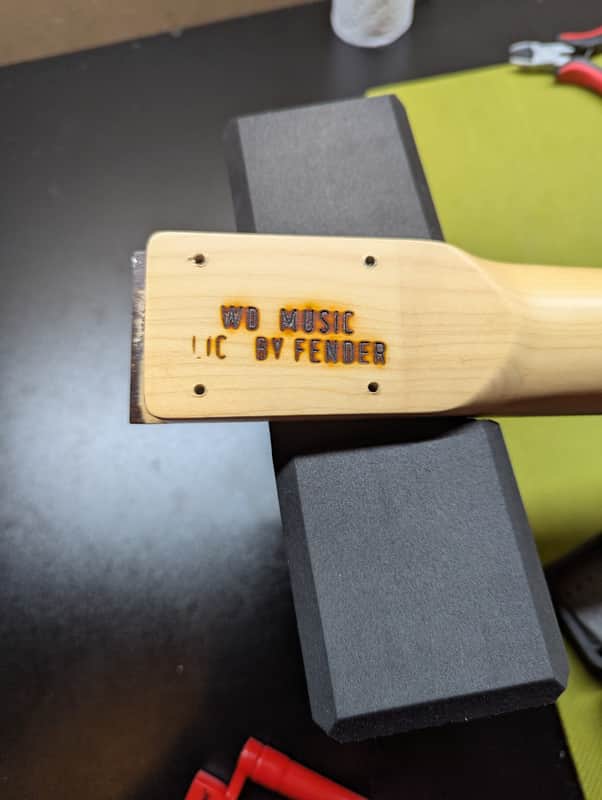 WD Partscaster Telecaster - neck heel with WD Music Lic by Fender - Pauls Guitar Hideout