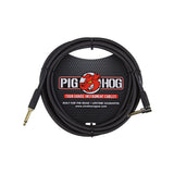 Pig Hog PCH10BKR black woven instrument cable, 10 ft, right-angle quarter-inch plug