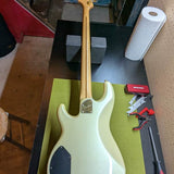 1989 Fender Precision Bass Lyte MIJ - back full body on workbench - Pauls Guitar Hideout