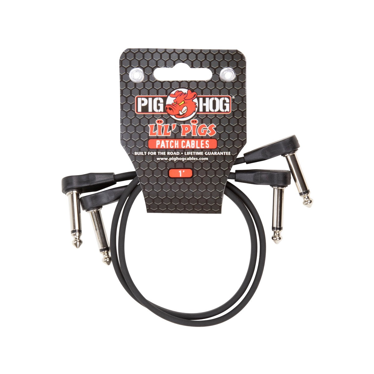 Pig Hog PHLSK1BK Lil' Pigs low profile patch cables, 1 ft 2-pack, black