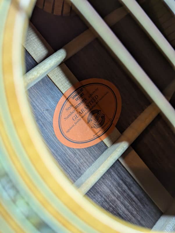 1999 Gibson Songbird Deluxe - soundhole label inside body - Pauls Guitar Hideout