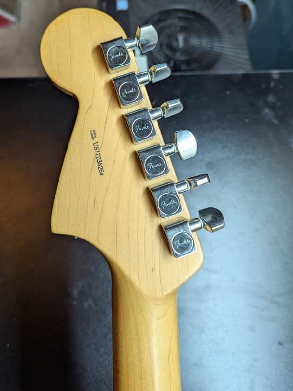 2017-2019 Fender American Professional Jaguar - headstock back with tuners and serial - Pauls Guitar Hideout