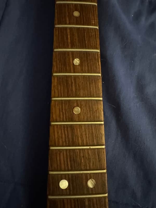 1972 Fender Mustang Neck Rosewood - fretboard middle frets close-up - Pauls Guitar Hideout
