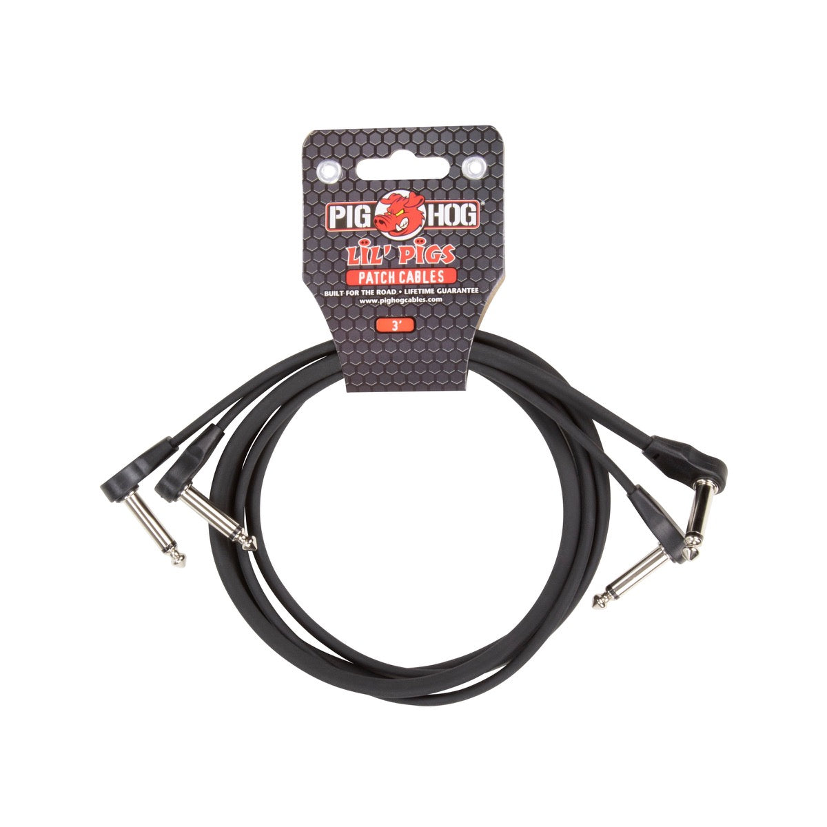 Pig Hog PHLSK3BK Lil' Pigs low profile patch cables, 3 ft 2-pack, black