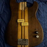 75-80 Kharma P Bass Walnut - body front with pickups and bridge - Pauls Guitar Hideout
