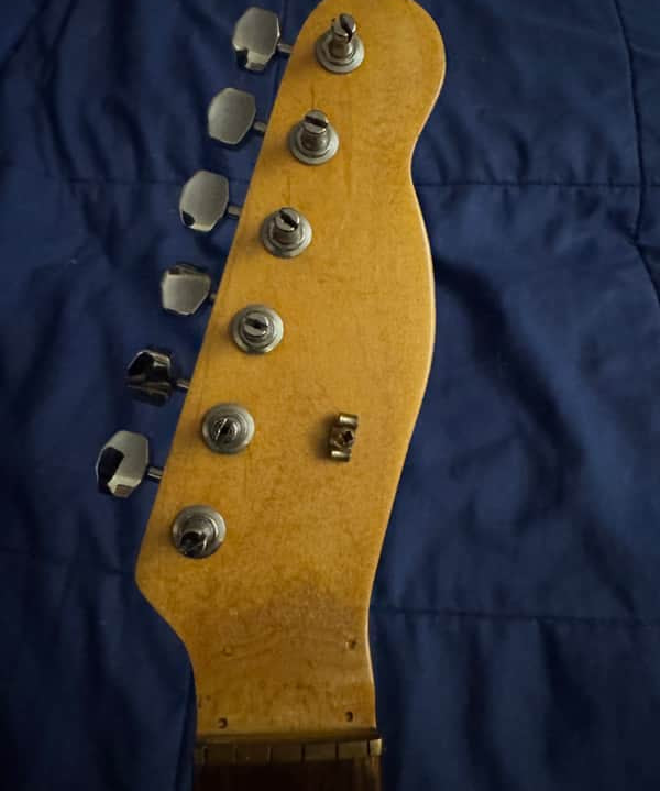 1972 Fender Mustang Neck Rosewood - headstock back with tuners - Pauls Guitar Hideout
