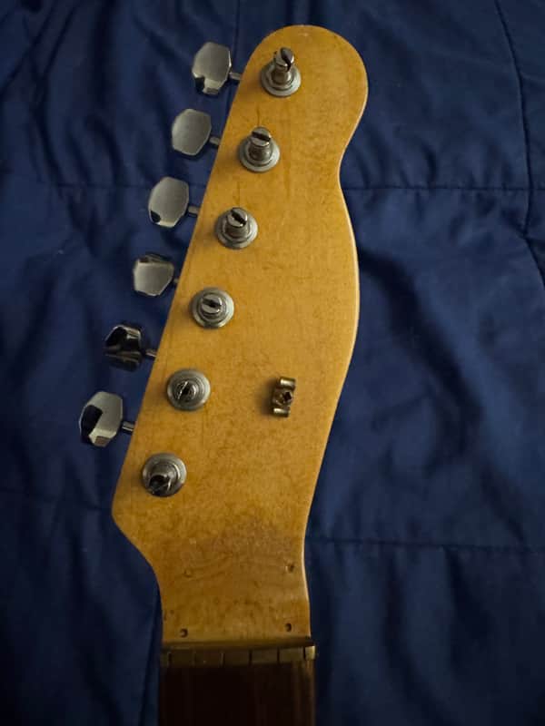 1972 Fender Mustang Neck Rosewood - headstock back with tuners - Pauls Guitar Hideout