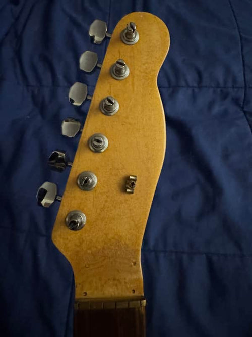 1972 Fender Mustang Neck Rosewood - headstock back with tuners - Pauls Guitar Hideout