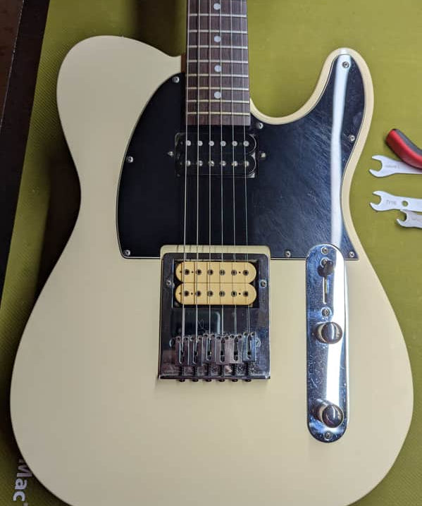 WD Partscaster Telecaster - body front with pickups and controls - Pauls Guitar Hideout