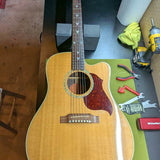 1999 Gibson Songbird Deluxe - front full body on workbench - Pauls Guitar Hideout